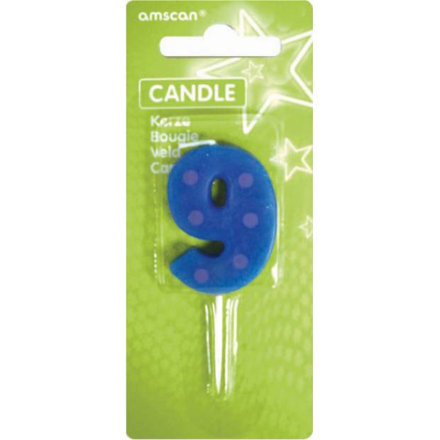 Geburtstagskerze farbig 7,6cm Nummer 9
