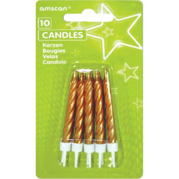 Tortenkerzen 6,3cm Spirale, gold 10St.