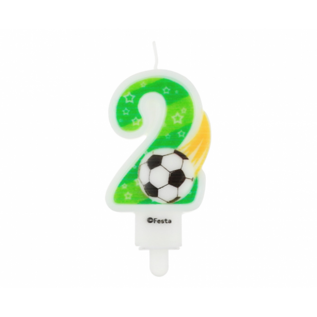 Tortenkerzen Ziffer 2 Fußball 7,8cm