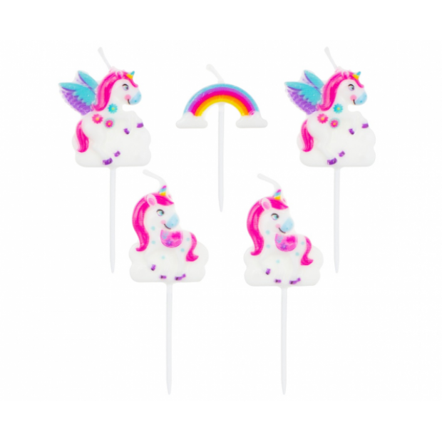 Kerzen für Kuchen 5pcs Einhorn
