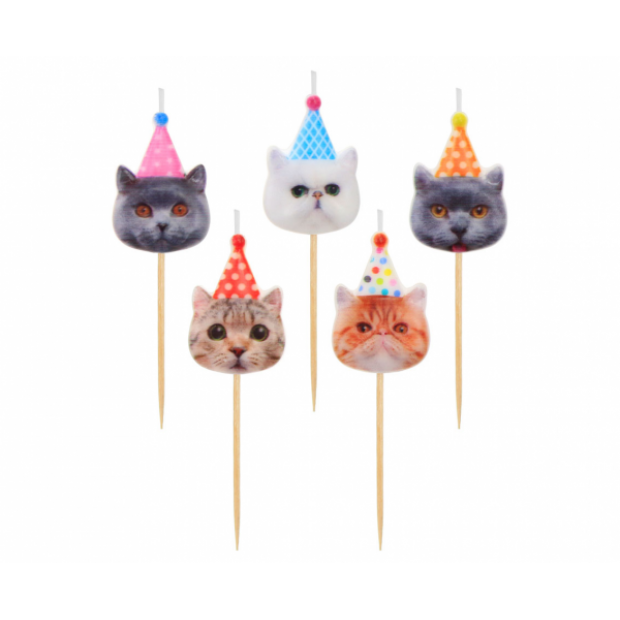 Kerzen für Kuchen 5pcs Katzen