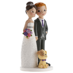 Hochzeitstorten-Figur mit Hund 16cm