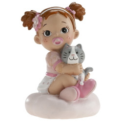 Schlafsaal-Figur Mädchen mit Katze 10cm
