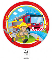 Partyteller aus Papier 23cm Feuerwehrleute