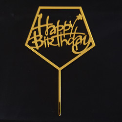 Tortenaufleger Happy Birthday quadratisch gold