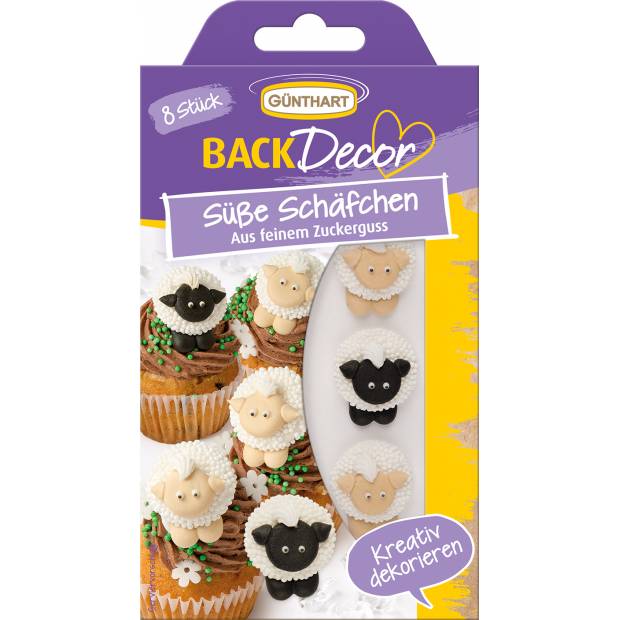 Zucker Tortendekorationen 8St. Schafe