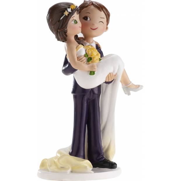 Hochzeitstortenfigur - Bräutigam trägt Braut in seinen Armen 16cm
