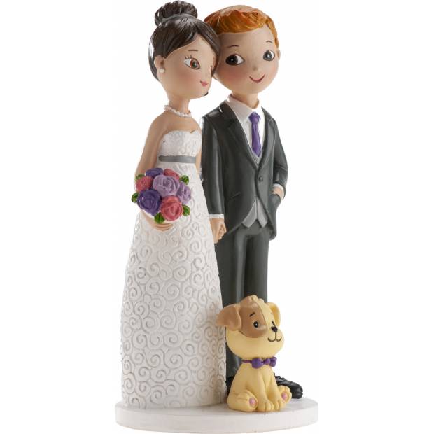 Hochzeitstorten-Figur mit Hund 16cm