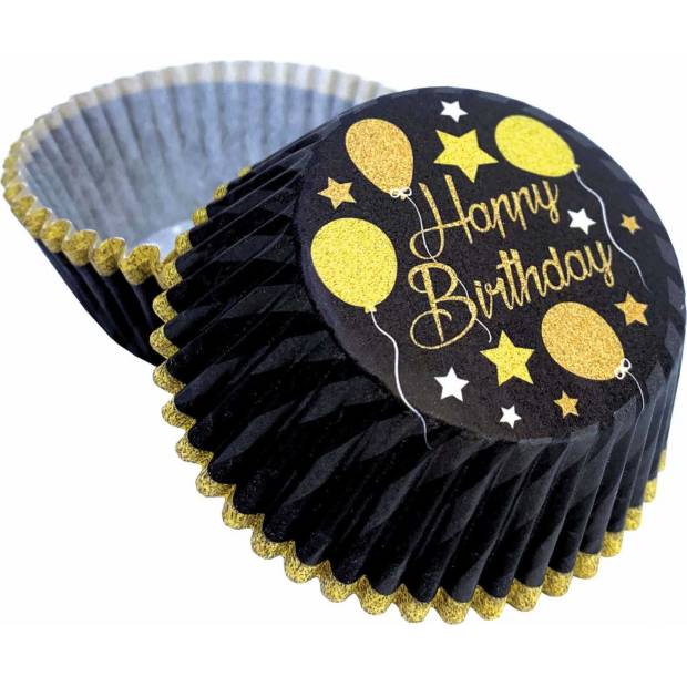 Happy Birthday Schwarze Muffin-Körbe (50 Stück)