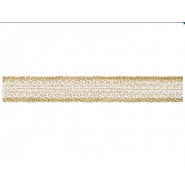 Juteband mit Spitze 4x500cm