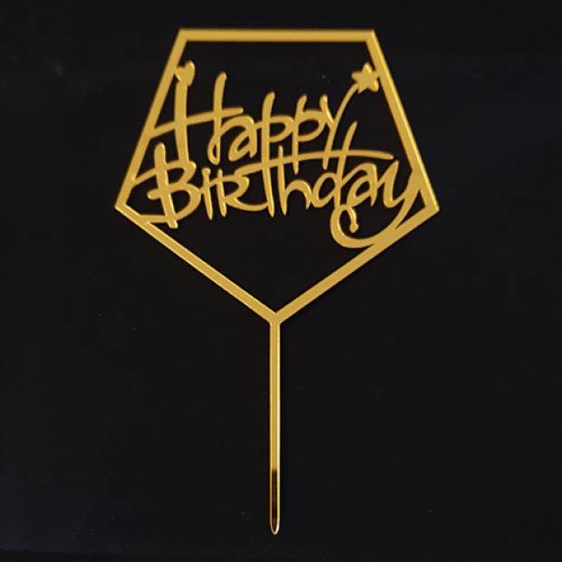 Tortenaufleger Happy Birthday quadratisch gold