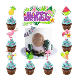 Tortenaufleger Flamingo Party 7Stück