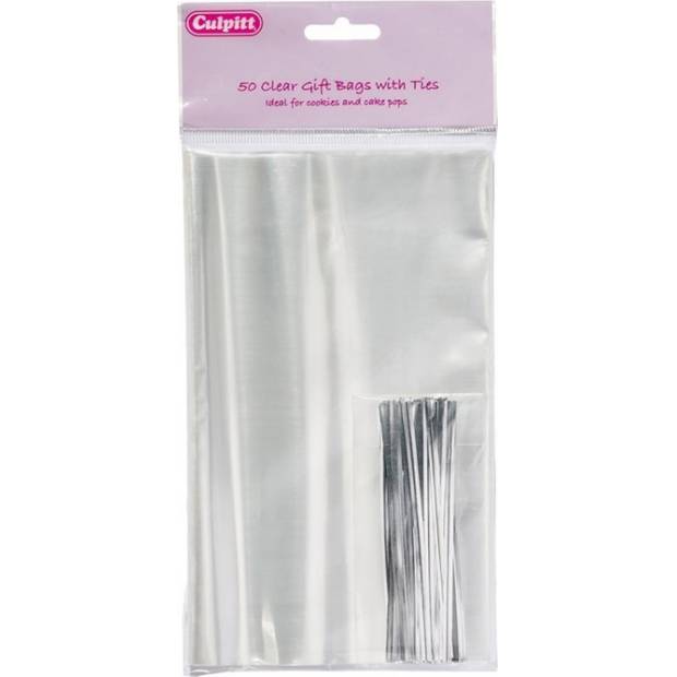 Zellophantüten mit Silberband 12x20cm, 50 Stück