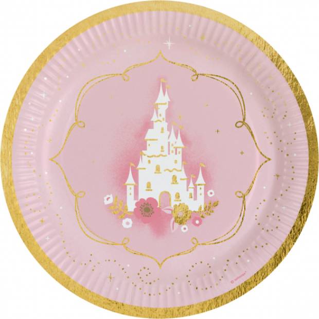 Pappteller Party 8 Stück 23 cm rosa Schloss