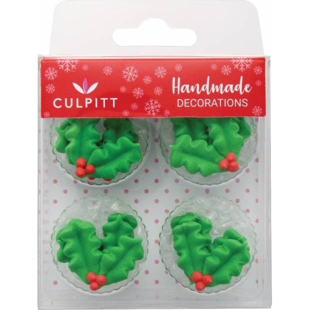 Weihnachten Stechpalme Zucker Dekoration 12pcs