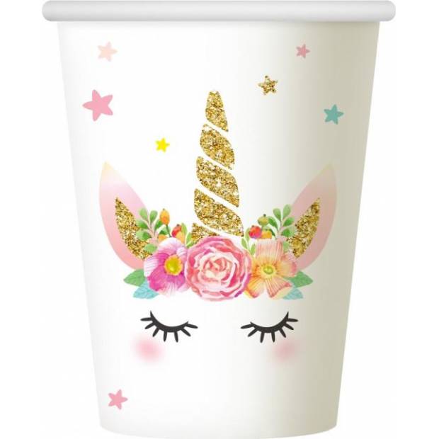 Pappbecher 266ml 6Stück Einhorn