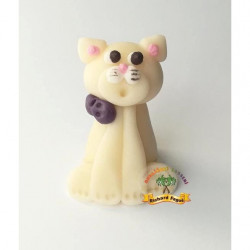 Tortengeburtchen Katze weiß 5 cm aus Kokosmasse