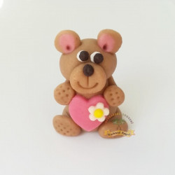 Tortenfigur Bär rosa Herzchen 5 cm aus Kokosnussmasse