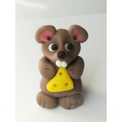 Figur Kuchenfigur Maus mit Käse 5 cm aus Kokosmasse