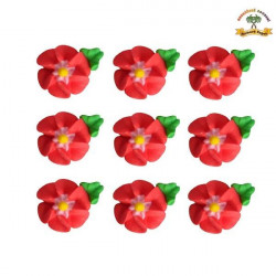 Zuckerdekoration Blumen rot auf Plättchen 9 Stück