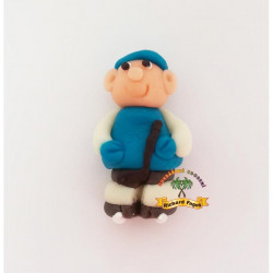 Tortenkeks Hockey-Spieler blaues Trikot 6 cm aus Kokoshäutchen