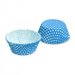 Konditorei Cupcake weiß und blau mit Punkten 50x30mm 40St.