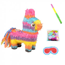 Piñata farbiges Lama mit Zubehör