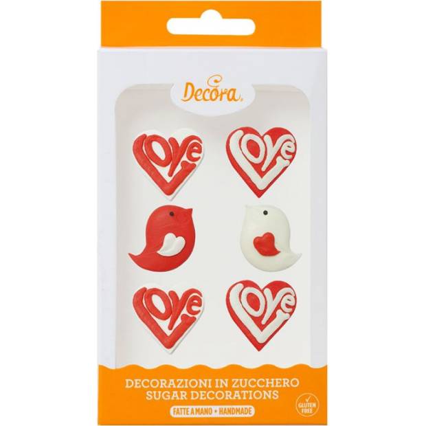 Zuckerdekoration rotes Herz, 6St.