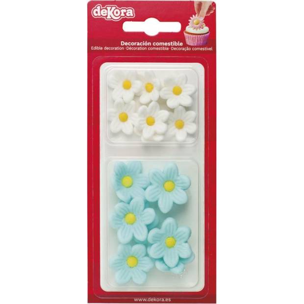 Zucchini Dekoration 7 weiße und blaue Gänseblümchen