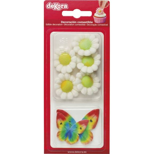 Zucchini Dekoration 4 Blumen und 4 Schmetterlinge