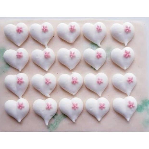 Zuckerdekoration Herzchen mit rosa Blume 20 Stücke