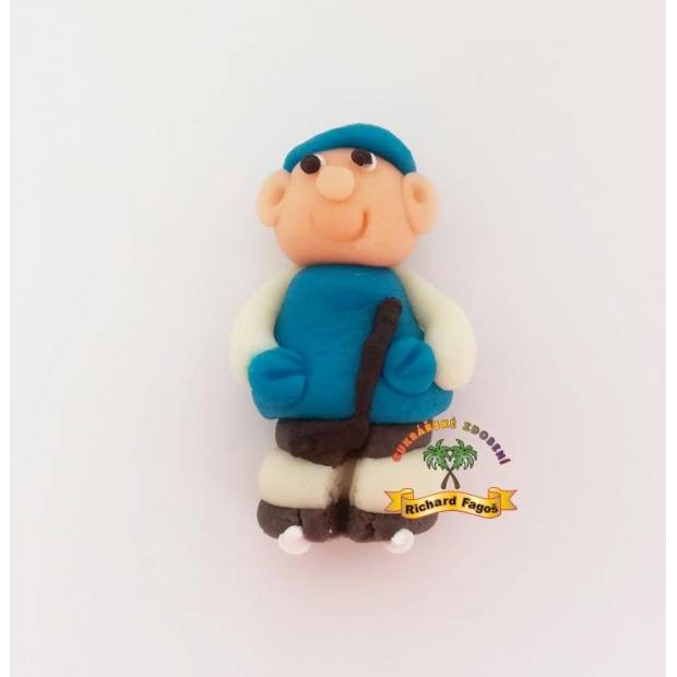 Tortenkeks Hockey-Spieler blaues Trikot 6 cm aus Kokoshäutchen