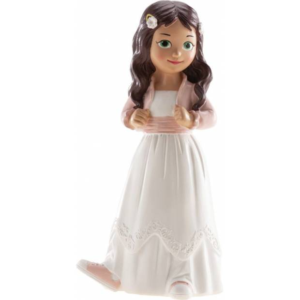Tortenfigur sozial gekleidete Dame 16cm - heilige Kommunion