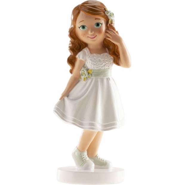 Tortenfigur sozial gekleidete Dame 16cm - heilige Kommunion