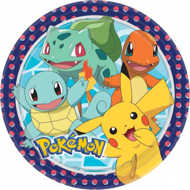 Pappteller 8pcs Pokemon 23cm, 8Stück