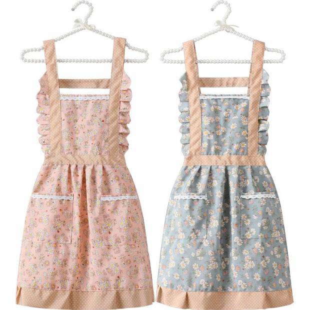 Küchen-Schürze hellrosa retro mit Blumenmuster