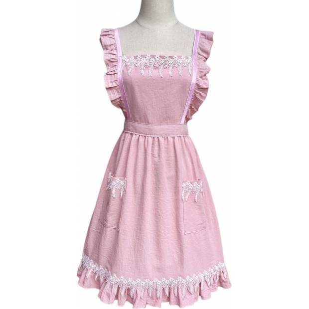 Küchen-Schürze hellrosa retro mit Blumenmuster