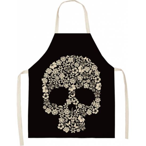 Küchen-Schürze mit Blümchen-Lebenskopf