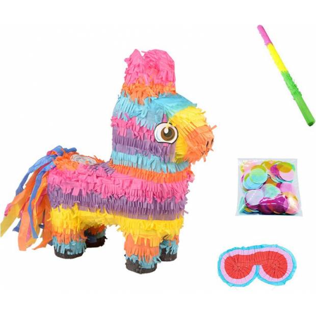 Piñata farbiges Lama mit Zubehör