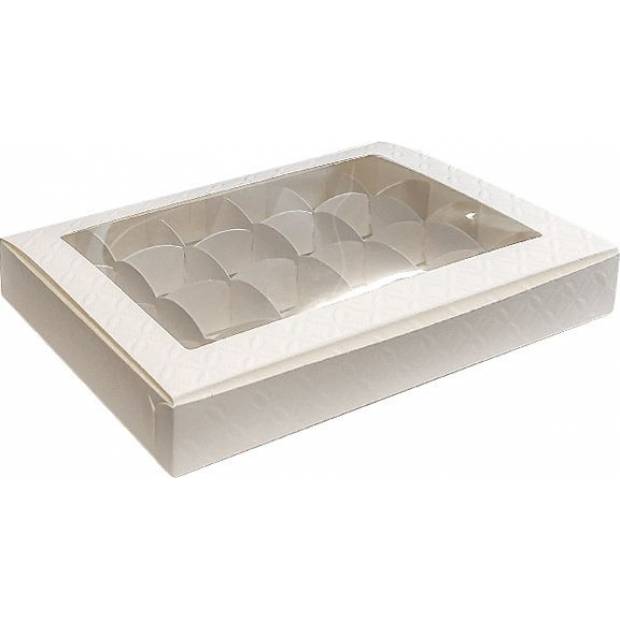 Pralinenschachtel + Gitter h.3cm mit Schauglas 24x16cm, 10St.