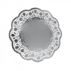 Dekorative Spitze rund silber 32cm 4 Stück