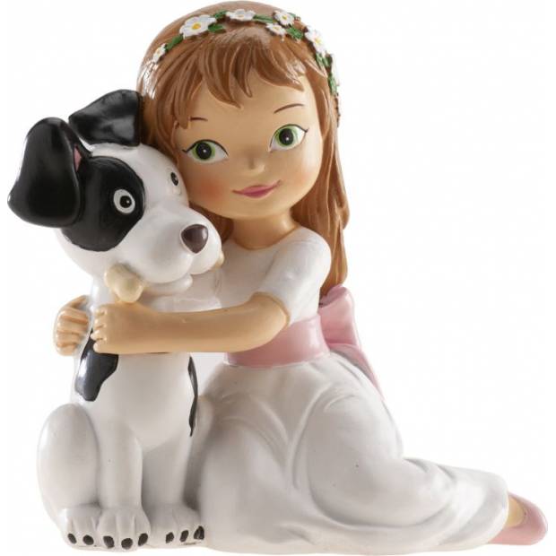 Tortenfigur kleines Mädchen mit Hund - Heilige Kommunion