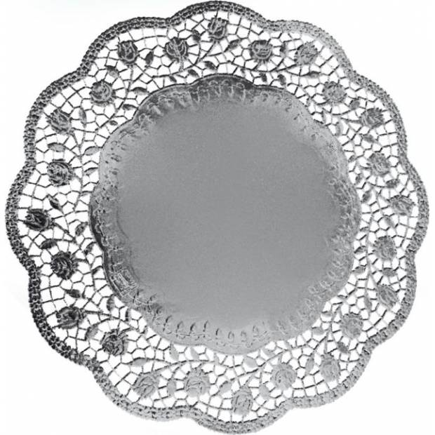 Dekorative Spitze rund silber 36cm 4 Stück