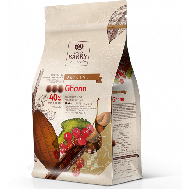 Kakao Barry Origin Ghana Milchschokolade 40% 1kg