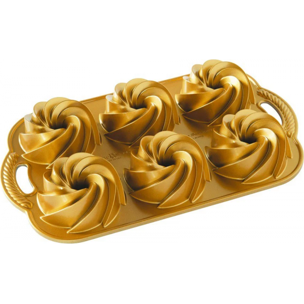 NW Heritage Mini Buns Blatt mit 6 Förmchen 4 Tasse Gold