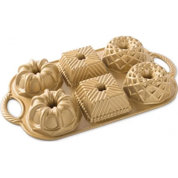 NW Premium gold mini bundt cakes mit 6 Formen 3,5 cup gold