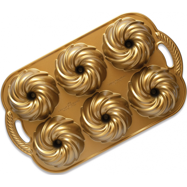 NW Mini Brötchen Wasserwirbelteller mit 6 Förmchen 3 Becher gold