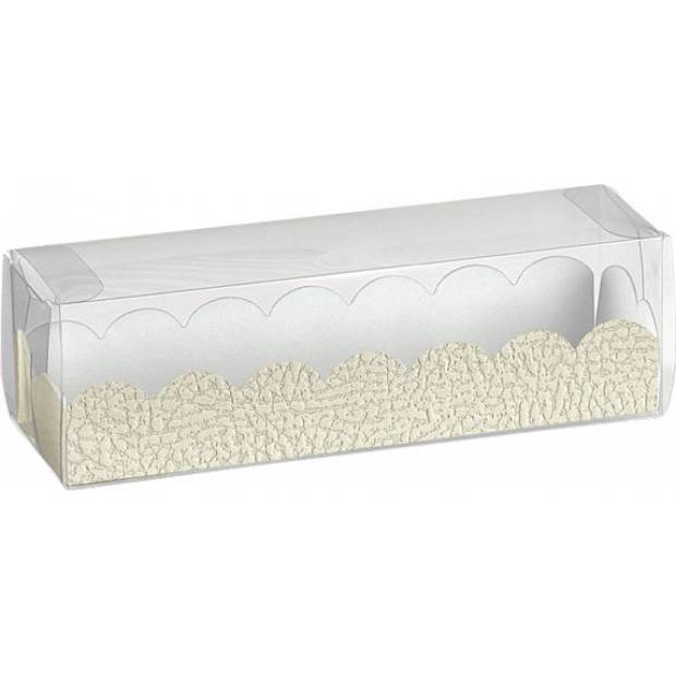 Schachtel für Makronen190x50mm Papiereinsatz weißes Leder 10 Stück