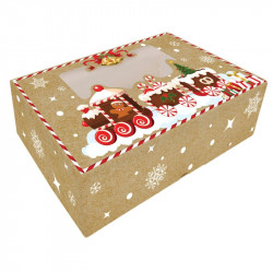 Faltbare Bonbondose mit Fenster 25x15x7cm 1St. Weihnachtszug