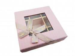 Schachtel für Pralinen 12x12x4cm 5Stück rosa